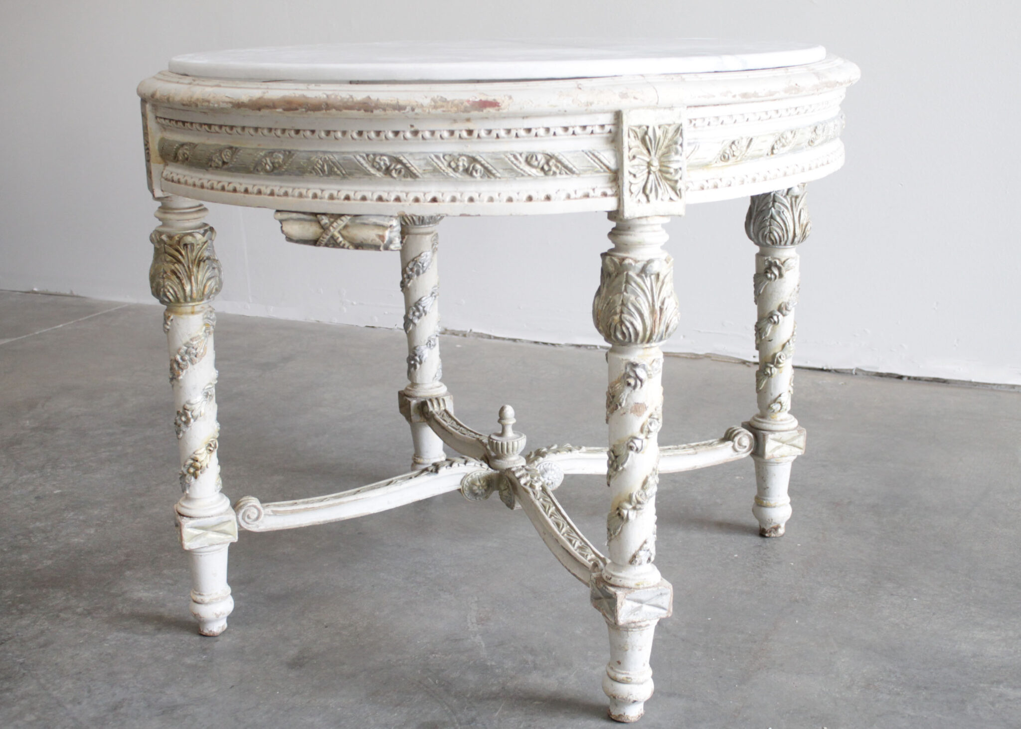 Antique Painted French Style Center Table in the Louis XVI Style with