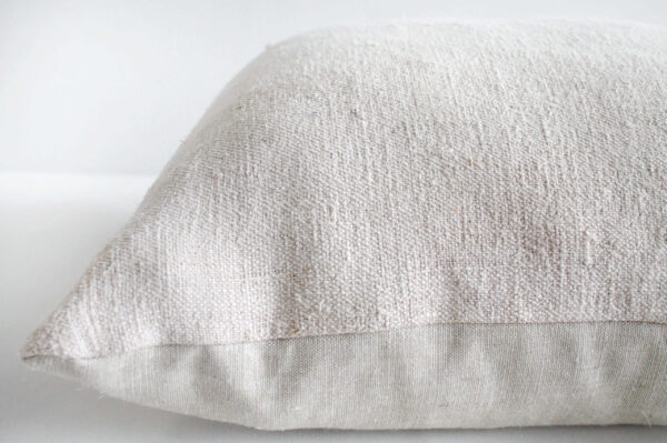 Vintage European Grain Sack Hemp Pillow with Pale Pink Stripes