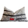 Vintage Batik Accent Pillow Charcoal and Natural Linen