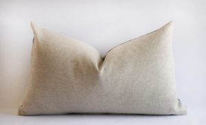 Vintage Batik Accent Pillow Charcoal and Natural Linen