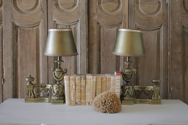 Lamp - Pair of Vintage Brass Custom-Made Andiron