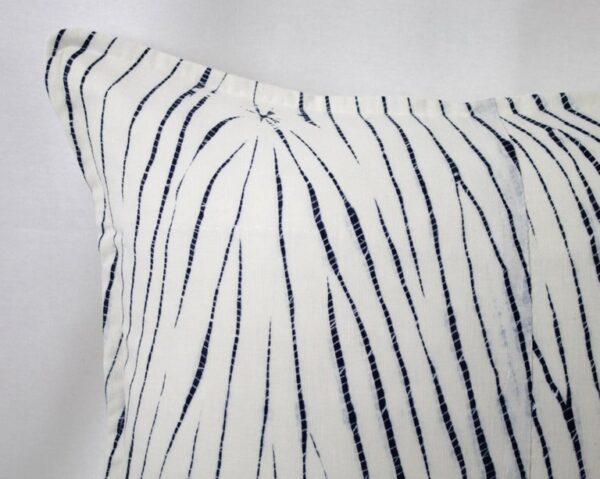 Vintage Shibori Dyed Textile Pillow with White Linen