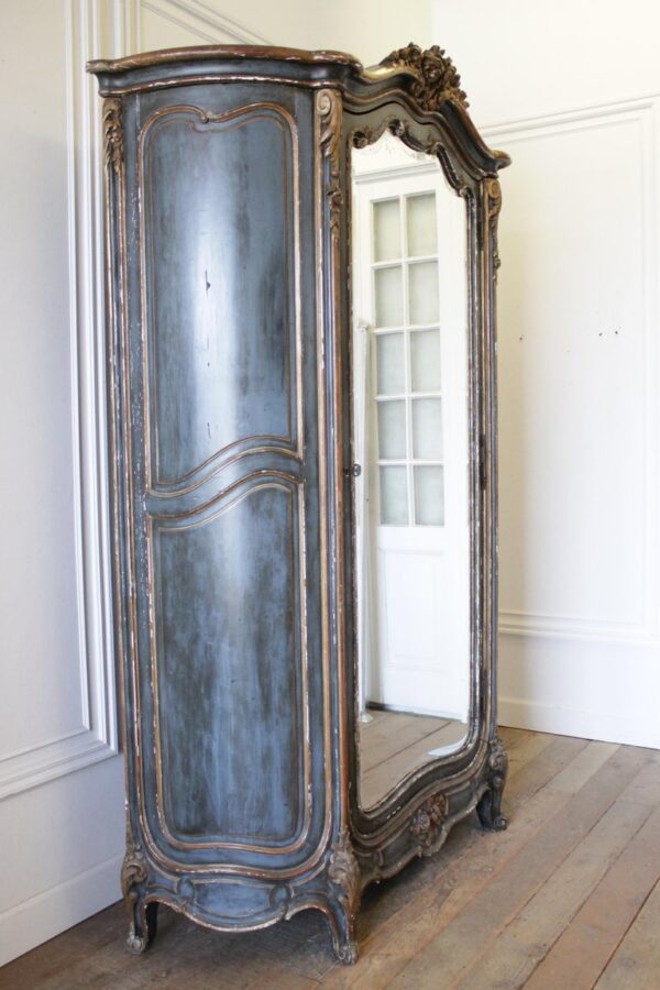 Vintage 19th Century Louis XV Style French Polychromed Armoire