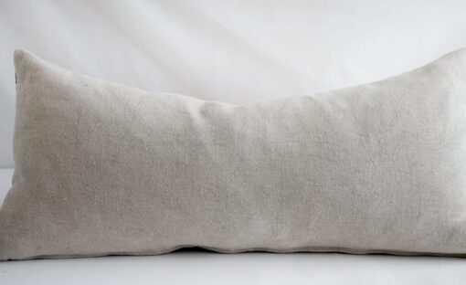 Antique Homespun Linen Lumbar Pillows Vintage Indigo and Natural Check Pattern