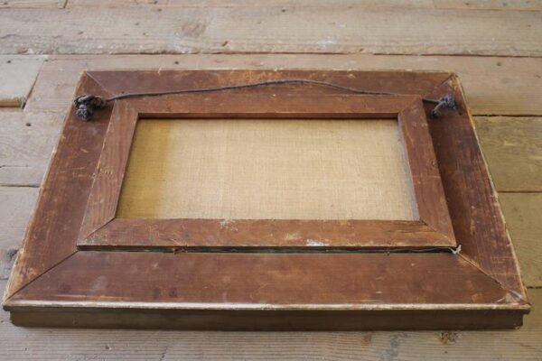 Early 20th Century Antique River Landscape Oil on Canvas in Giltwood Frame