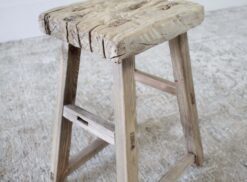 Vintage Antique Elm Wood Stool or Side Table