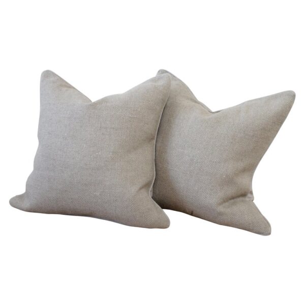 New Large Weave Textured Natural Belgian Linen Accent Pillow