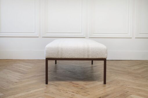 Custom Iron and Vintage Rug Upholstered Bench
