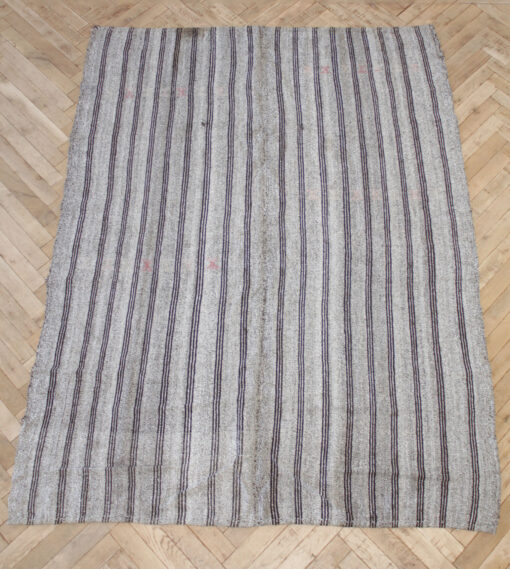 Vintage Turkish Flat-Weave Rug with Stripes