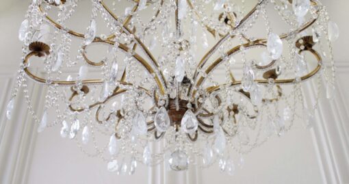 Antique Reproduction Italian Chandelier with Rock Style Crystals