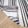 Vintage Flat Weave Hemp Stripe Turkish Rug White with Dark Brown Stripes