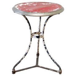 Antique French Iron and Wood Side Table