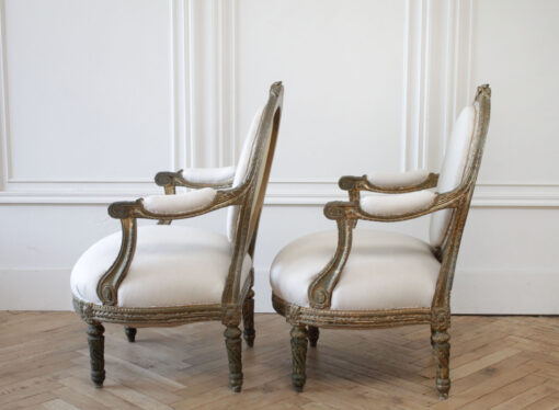 Louis XVI Style Giltwood Open Armchairs