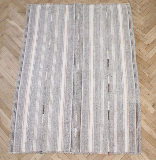 Vintage Turkish Flat-Weave Rug with Brown and Blush Tones