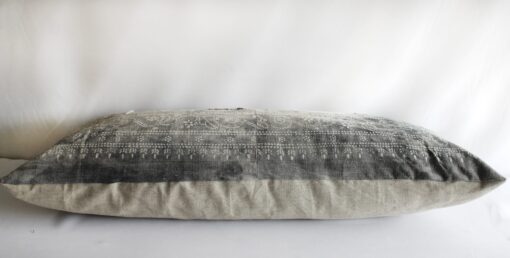 Antique Faded Gray and White Batik Lumbar Patchwork Pillow
