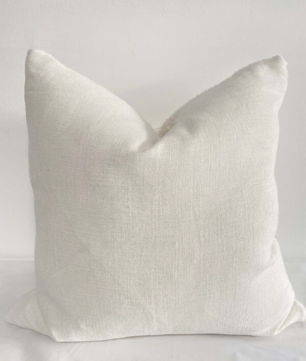 Co. Creamy White Wool and Linen Sheep Boucle Accent Pillow