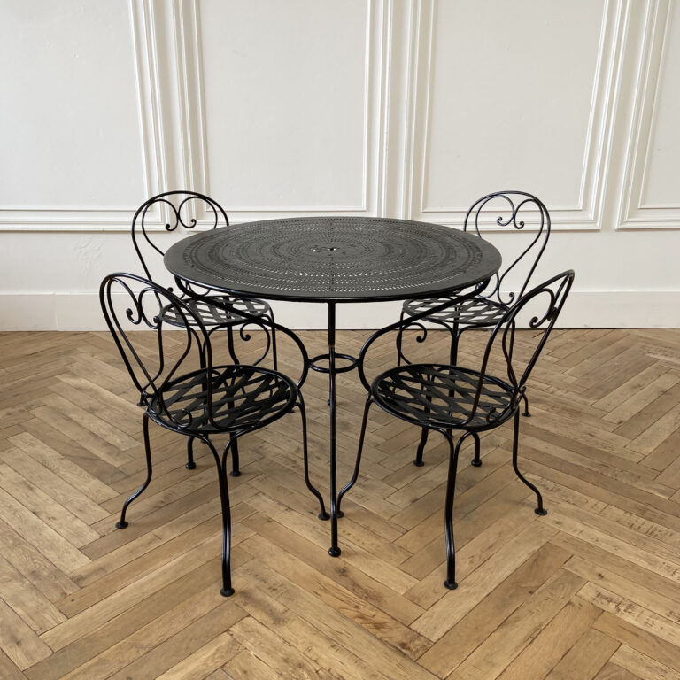 Vintage Black Iron French Patio Outdoor Table and Chairs bloomhomeinc