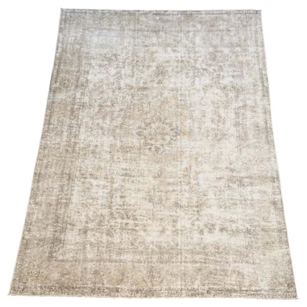 Vintage Turkish Wool Flat Weave Rug in Warm Browns Taupes and Creams
