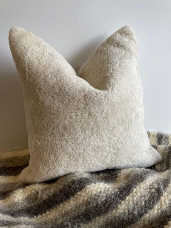 Co. Custom Made Sheepskin Wool and Linen Pillow