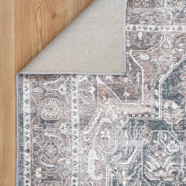 Distressed Vintage Kendra Ash Area Rug Washable