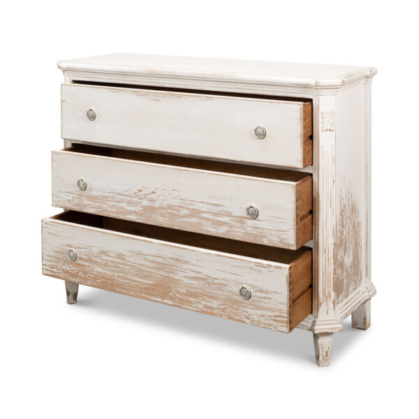 Vintage Style Louis Weathered Commode in White