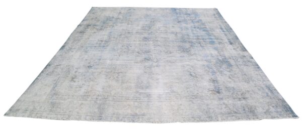 Vintage Wool Tabriz Room Size Area Rug Blue Beige Tones