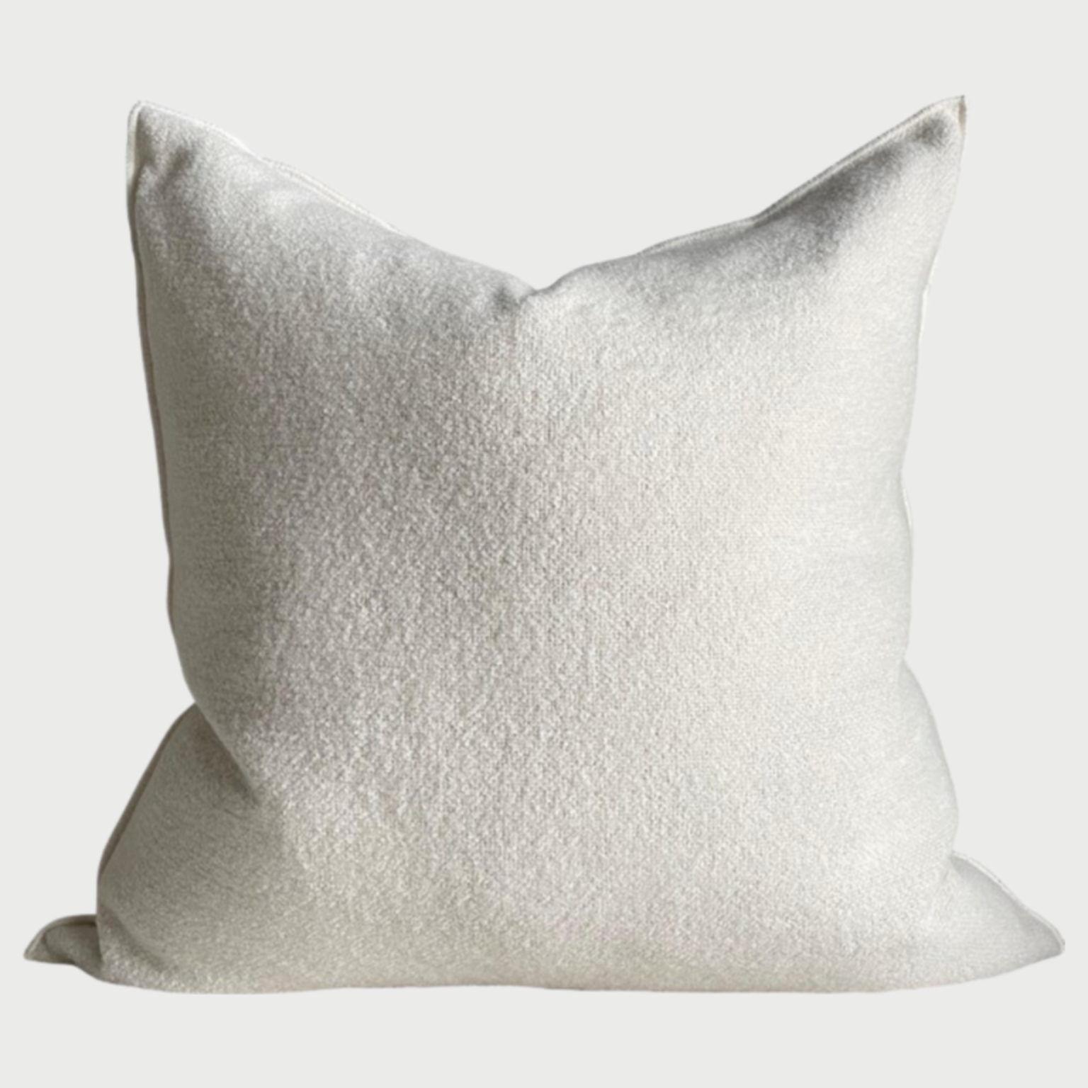 Bouclette French Wool Accent Pillow in Blanc With Down Insert