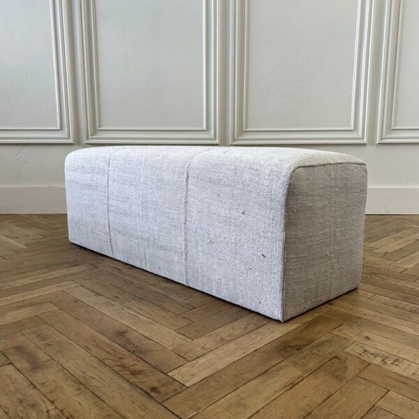 Custom Made White Turkish Rug Cube Style Ottoman