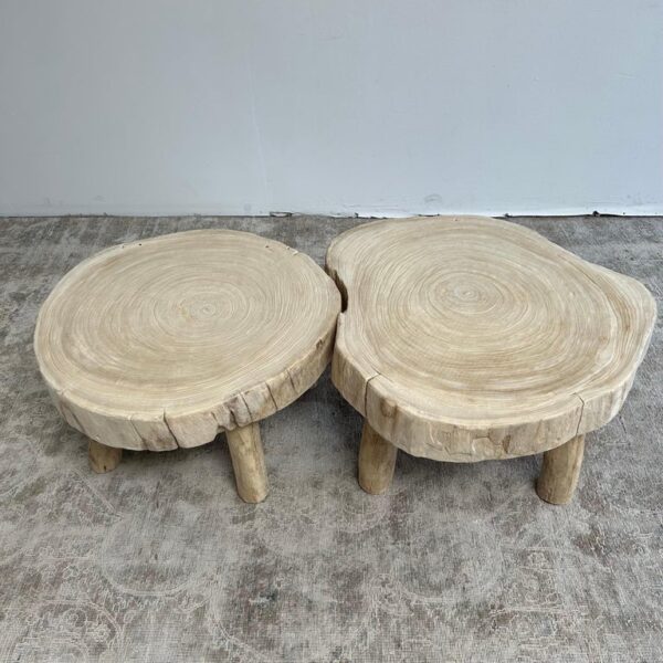 Vintage Cypress Slice Coffee Table Set -Vintage