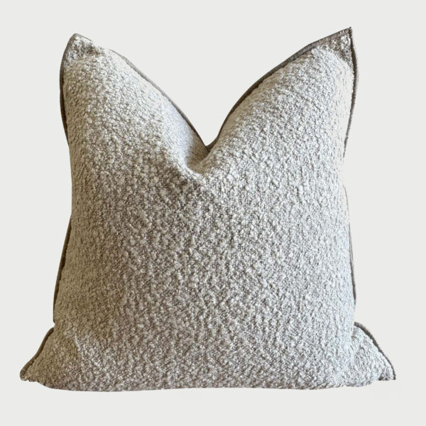 Bouclette French Wool Accent Pillow in Blanc With Down Insert