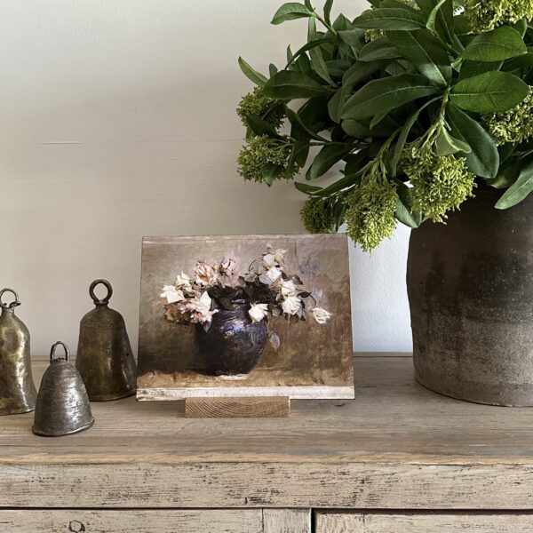 Blue Vase with Bouquet of White Roses Painting