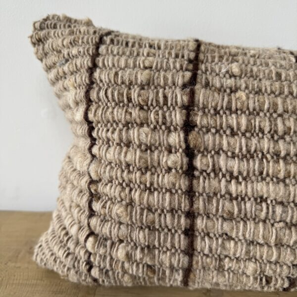 TR Feliz Organic Wool Pillow - Brown Lines