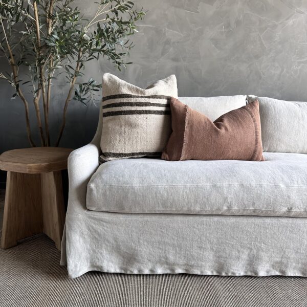 Lucy Slip Covered Linen Sofa - Greige