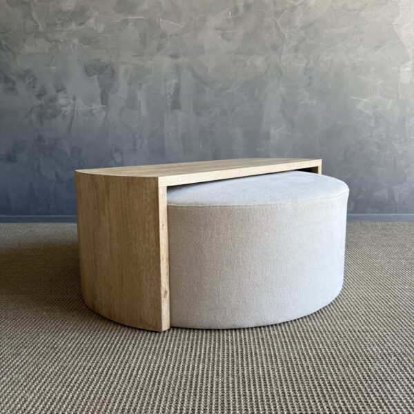 Co. Laguna Round Ottoman + Oak Table