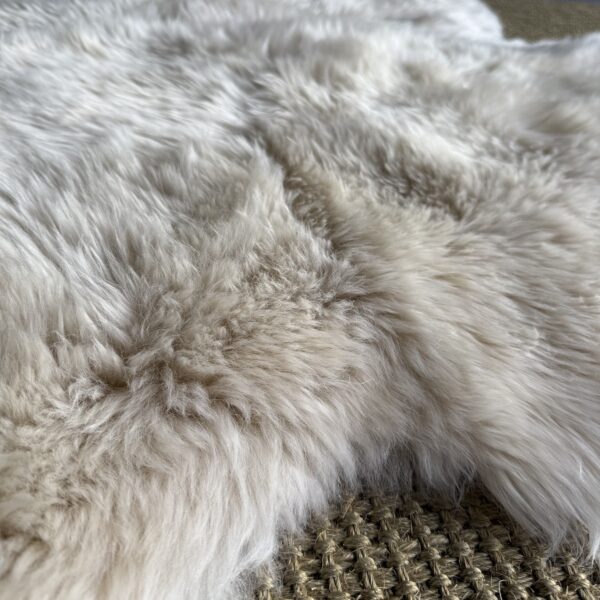 Genuine Shearling Rug Long Hair - Linen