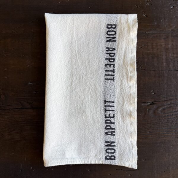Hand Towel Linen - Bon Appetit White Black