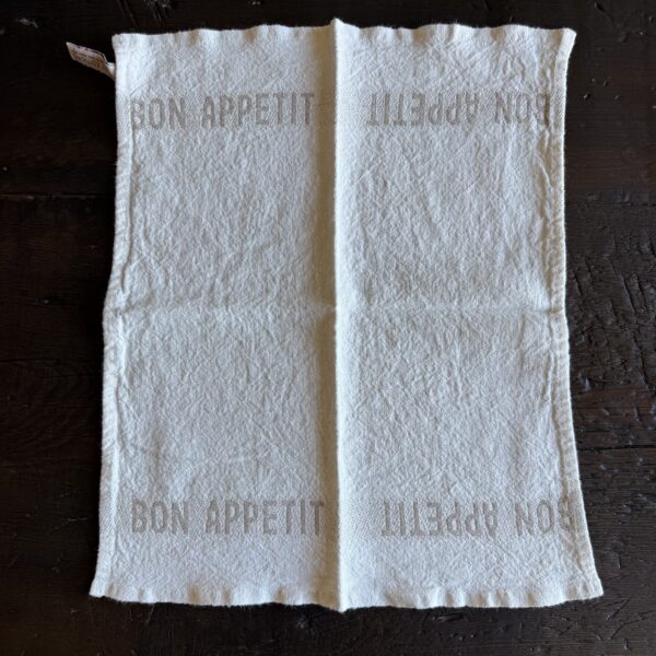 Linen Napins - Bon Appetit White