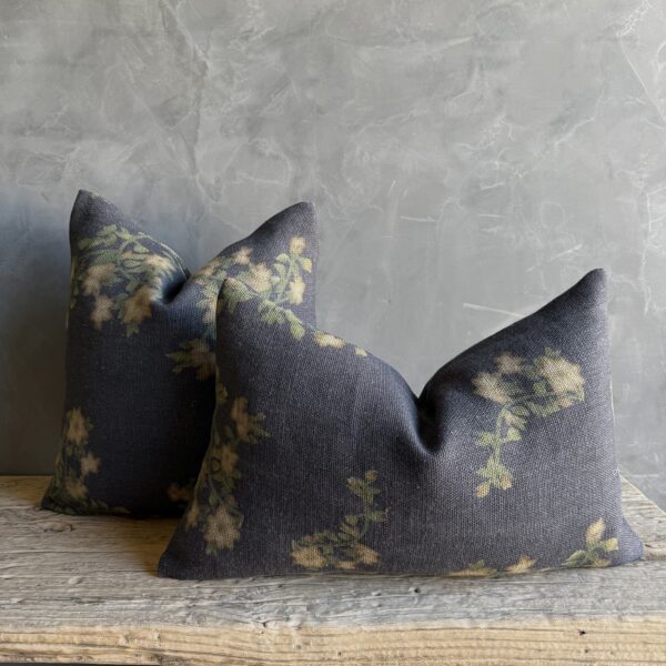MDV Wabi Sabi French Linen Roses Lumbar Pillow