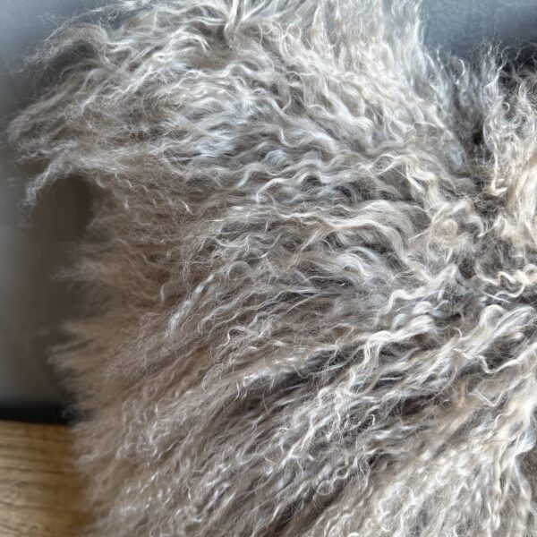 Genuine Sheep Long Hair Pillow in Taupe