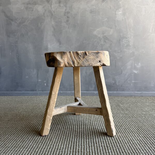 Vintage Elm Wood Chop Block Table #D63