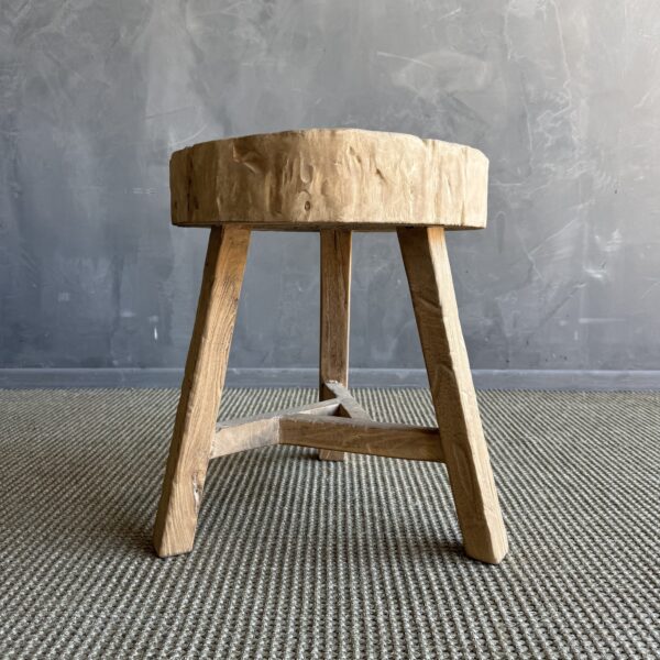 Vintage Elm Wood Chop Block Table #E76