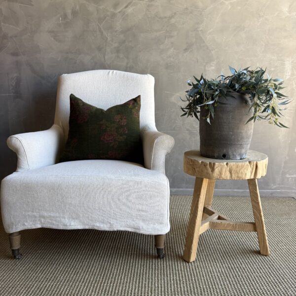 Vintage Elm Wood Chop Block Table #E76