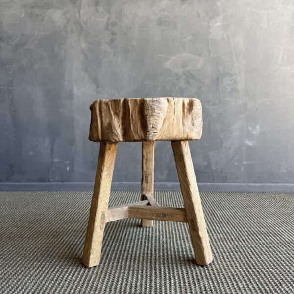 Vintage Elm Wood Chop Block Table #G77