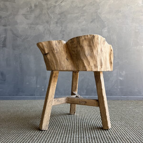 Vintage Elm Wood Chop Block Table #H91