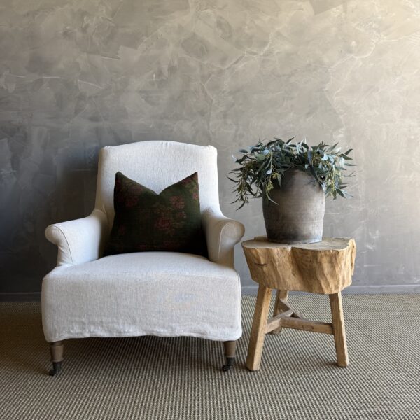 Vintage Elm Wood Chop Block Table #I67