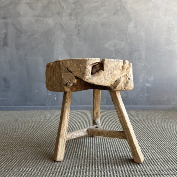 Vintage Elm Wood Chop Block Table #I67
