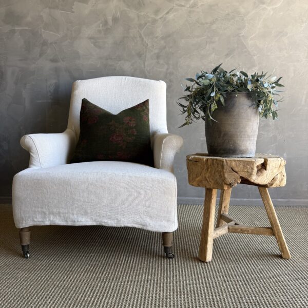 Vintage Elm Wood Chop Block Table #I67