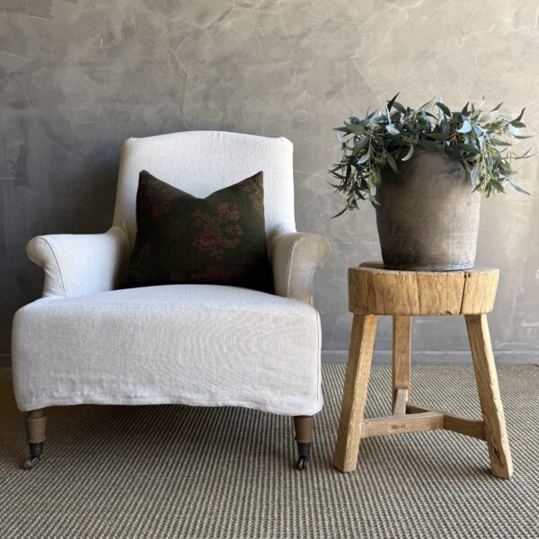 Vintage Elm Wood Chop Block Table #J44