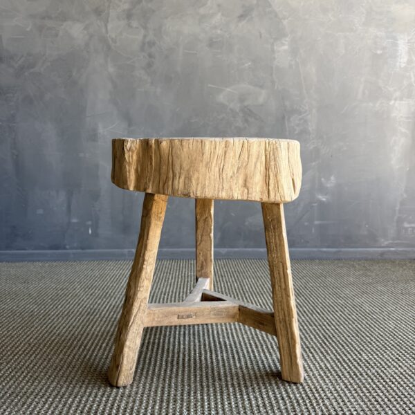 Vintage Elm Wood Chop Block Table #L03