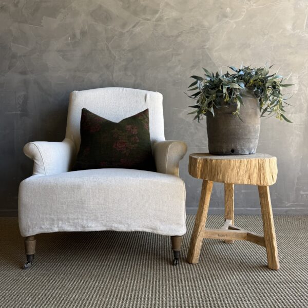 Vintage Elm Wood Chop Block Table #L03